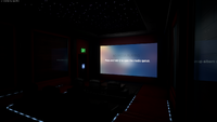 A private room, lights off and in theater mode